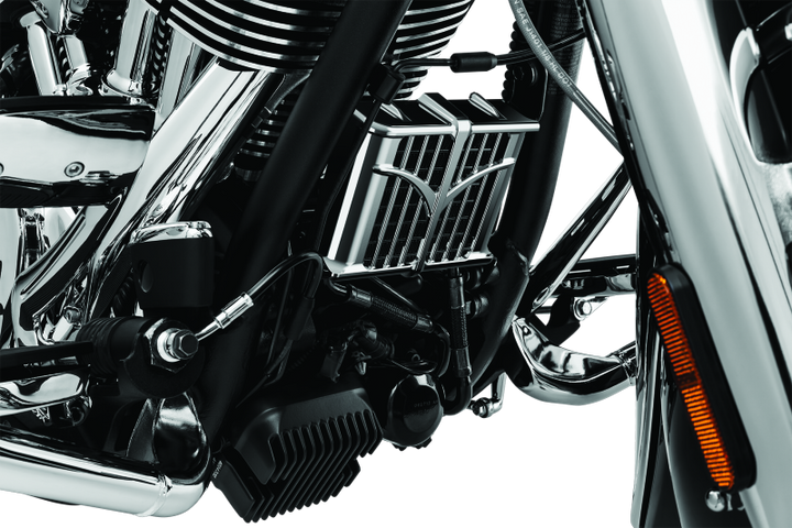Kuryakyn Oil Cooler Cover 14-23 Indian Models Chrome - Bull Strap