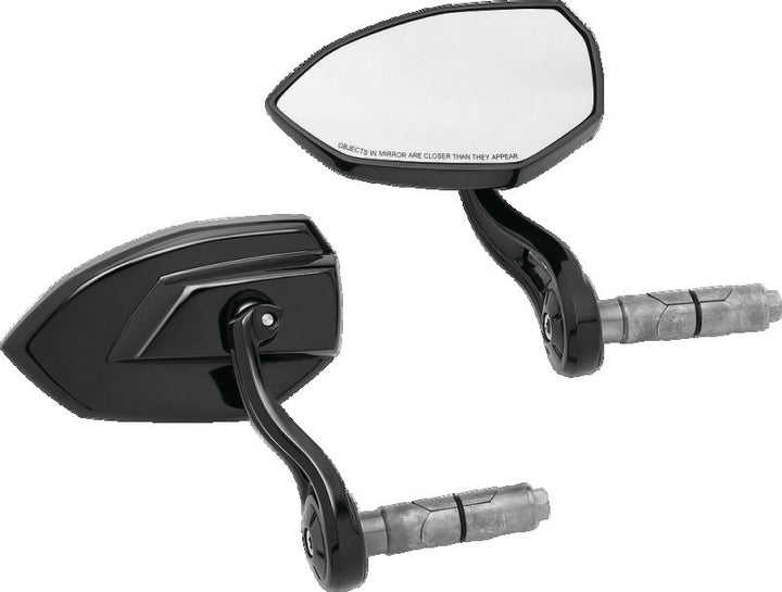 Kuryakyn Phantom Bar End Mirror Gloss Black - Bull Strap
