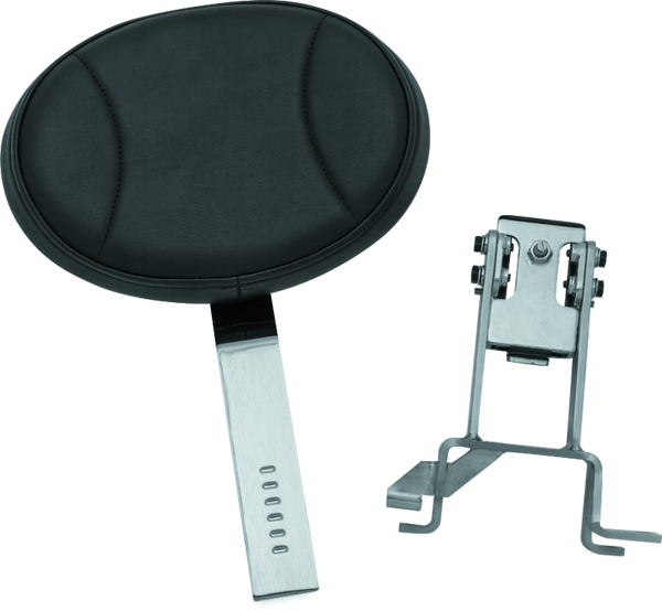 Kuryakyn Plug-N-Go Driver Backrest 14-Up Indian Black Pad, Chrome - Bull Strap