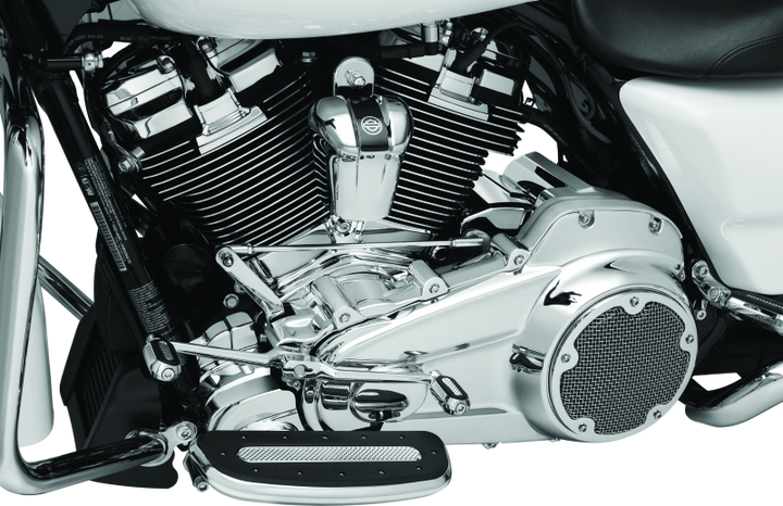 Kuryakyn Precision Transmission Top Cover 17-Up Touring Models Chrome - Bull Strap