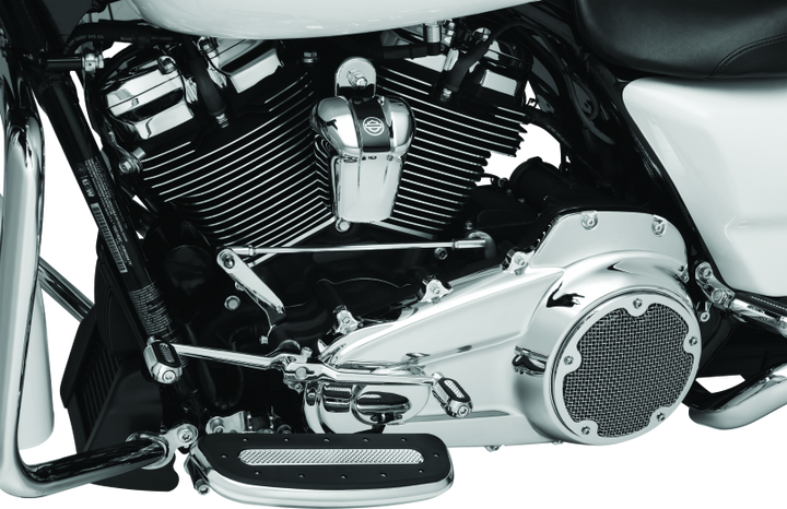 Kuryakyn Precision Transmission Top Cover 17-Up Touring Models Chrome - Bull Strap
