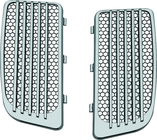 Kuryakyn Radiator Grills For Twin Cooled Models Chrome & Black (Pair) - Bull Strap