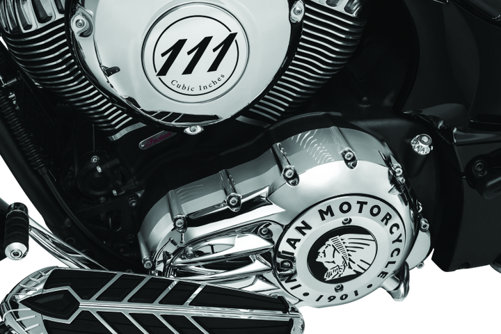 Kuryakyn Rear Oil Panel Accent Chrome Indian - Bull Strap