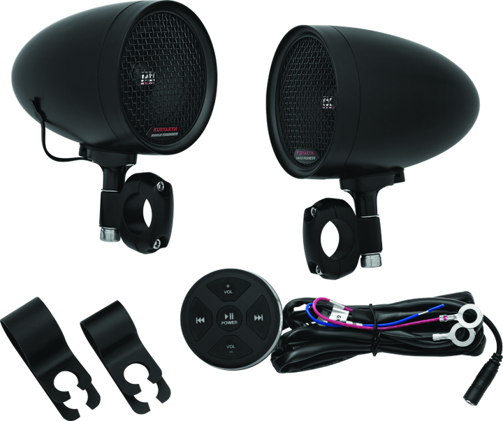 Kuryakyn Road Thunder Speaker Pods Bluetooth Audio Controller Black - Bull Strap