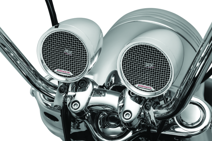Kuryakyn Road Thunder Speaker Pods Bluetooth Audio Controller Chrome - Bull Strap