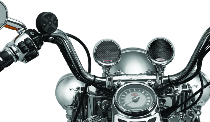 Kuryakyn Road Thunder Speaker Pods Bluetooth Audio Controller Chrome - Bull Strap