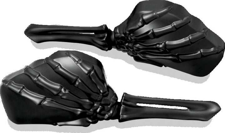 Kuryakyn Skeleton Hand Mirrors Black/Black - Bull Strap