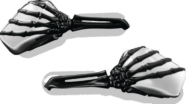 Kuryakyn Skeleton Hand Mirrors Black/Chrome - Bull Strap