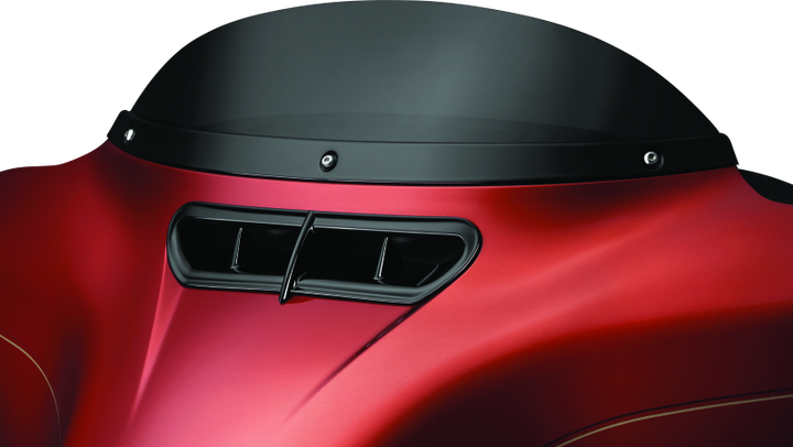 Kuryakyn Smooth Windshield Trim 14-Up Touring Gloss Black - Bull Strap