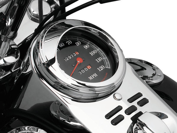 Kuryakyn Speedometer Trim Ring With Visor Chrome - Bull Strap