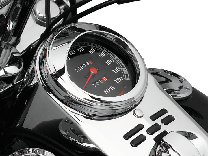 Kuryakyn Speedometer Trim Ring With Visor Chrome - Bull Strap