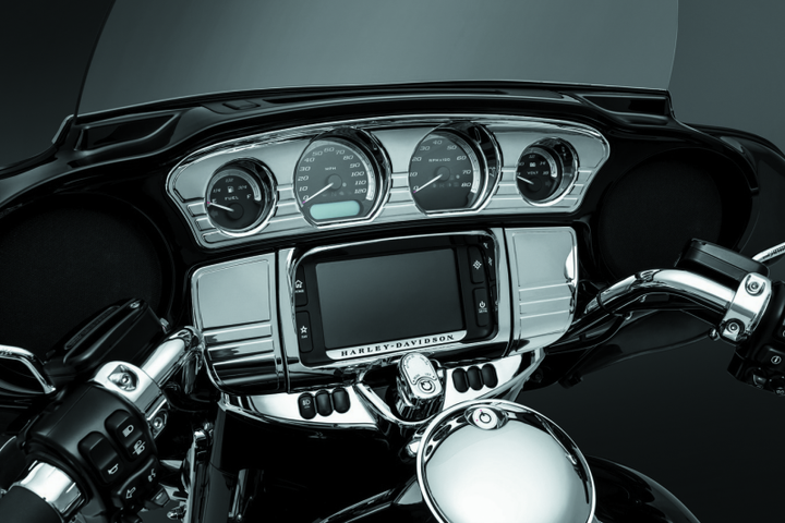 Kuryakyn Tri-Line Gauge Trim 14-Up Touring Models Chrome - Bull Strap