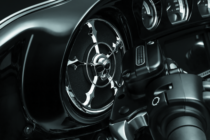 Kuryakyn Zombie Speaker Grill 14-Up Touring Chrome - Bull Strap