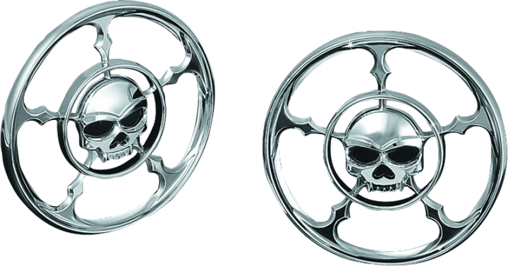 Kuryakyn Zombie Speaker Grills Chrome - Bull Strap