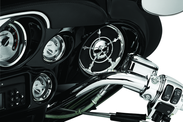Kuryakyn Zombie Speaker Grills Chrome - Bull Strap