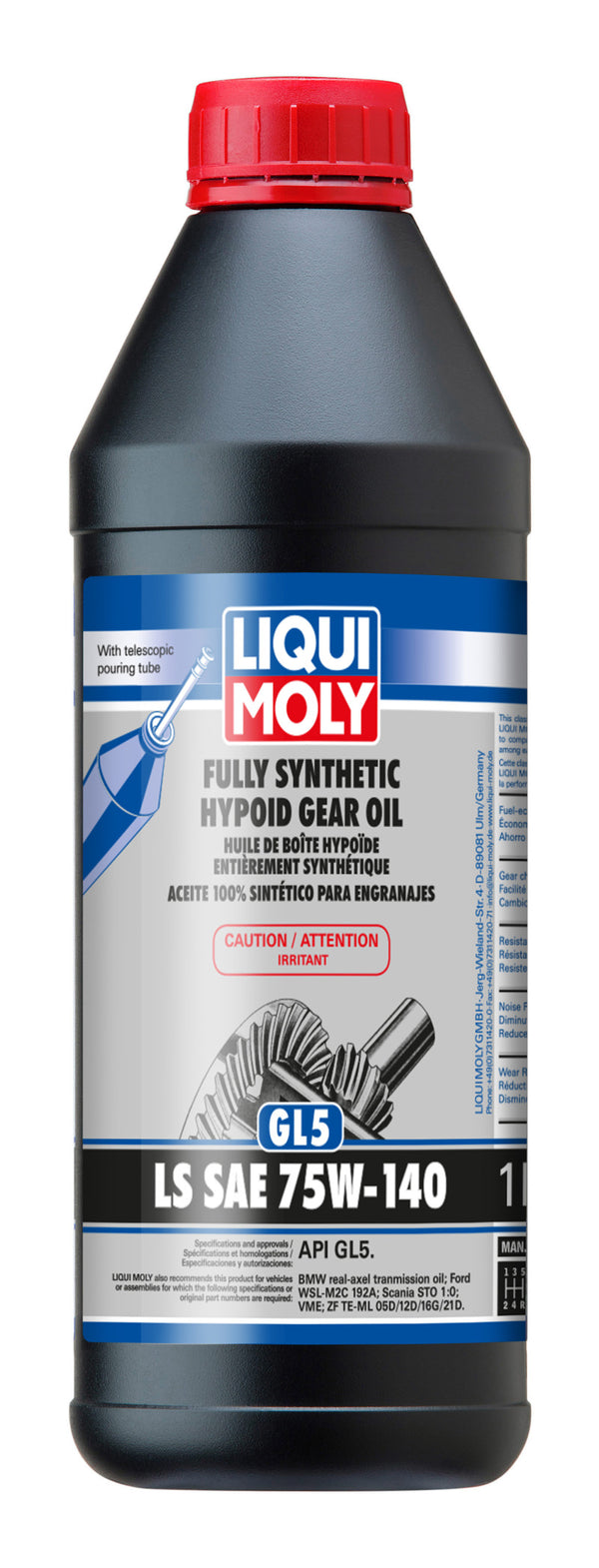 LIQUI MOLY 1L Fully Synthetic Hypoid Gear Oil (GL5) LS SAE 75W140 - Bull Strap