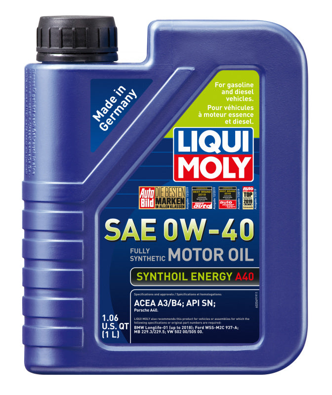 LIQUI MOLY 1L Synthoil Energy A40 Motor Oil SAE 0W40 - Bull Strap
