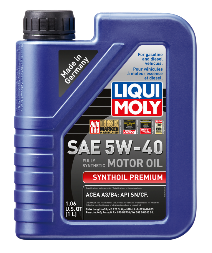 LIQUI MOLY 1L Synthoil Premium Motor Oil SAE 5W40 - Bull Strap