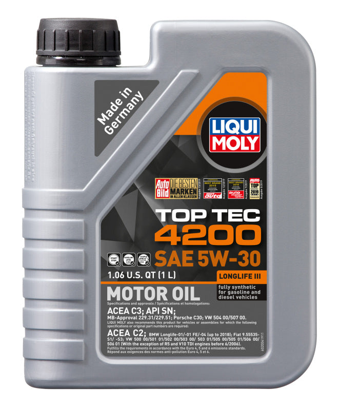 LIQUI MOLY 1L Top Tec 4200 New Generation Motor Oil SAE 5W30 - Bull Strap