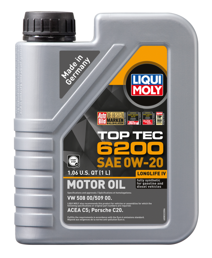 LIQUI MOLY 1L Top Tec 6200 Motor Oil SAE 0W20 - Bull Strap