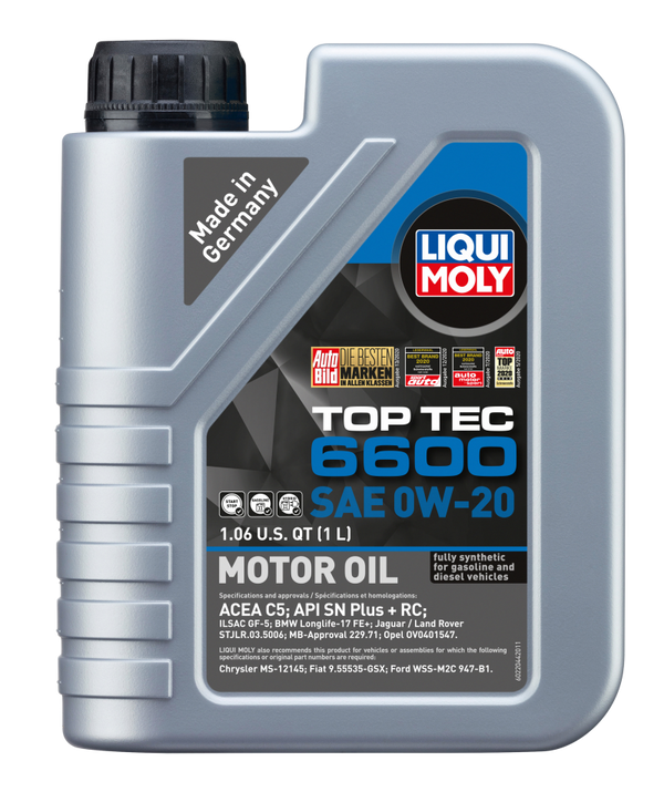 LIQUI MOLY 1L Top Tec 6600 Motor Oil SAE 0W20 - Bull Strap