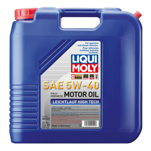 LIQUI MOLY 20L Leichtlauf (Low Friction) High Tech Motor Oil SAE 5W40 - Bull Strap