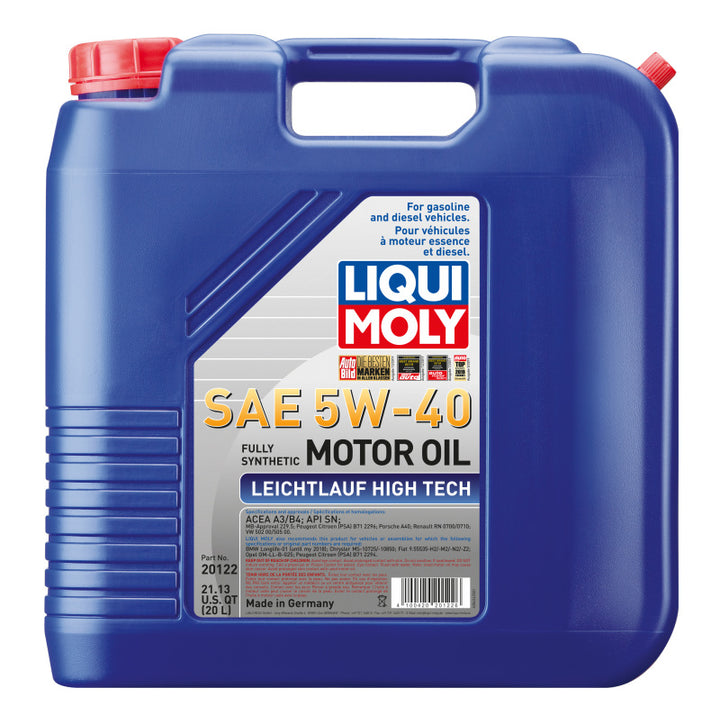 LIQUI MOLY 20L Leichtlauf (Low Friction) High Tech Motor Oil SAE 5W40 - Bull Strap