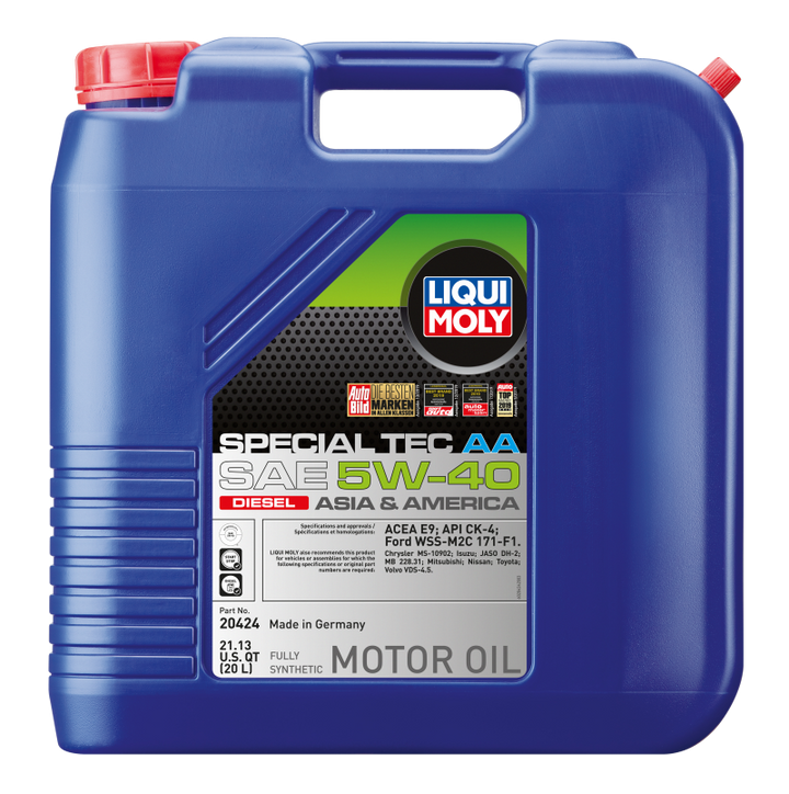 LIQUI MOLY 20L Special Tec AA Motor Oil SAE 5W40 Diesel - Bull Strap