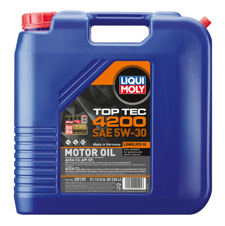 LIQUI MOLY 20L Top Tec 4200 New Generation Motor Oil SAE 5W30 - Bull Strap