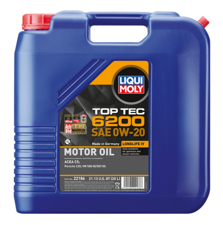 LIQUI MOLY 20L Top Tec 6200 Motor Oil SAE 0W20 - Bull Strap