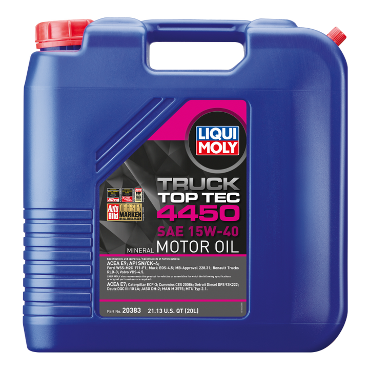 LIQUI MOLY 20L Top Tec Truck 4450 Motor Oil SAE 15W40 - Bull Strap