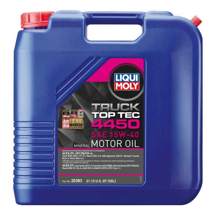 LIQUI MOLY 20L Top Tec Truck 4450 Motor Oil SAE 15W40 - Bull Strap