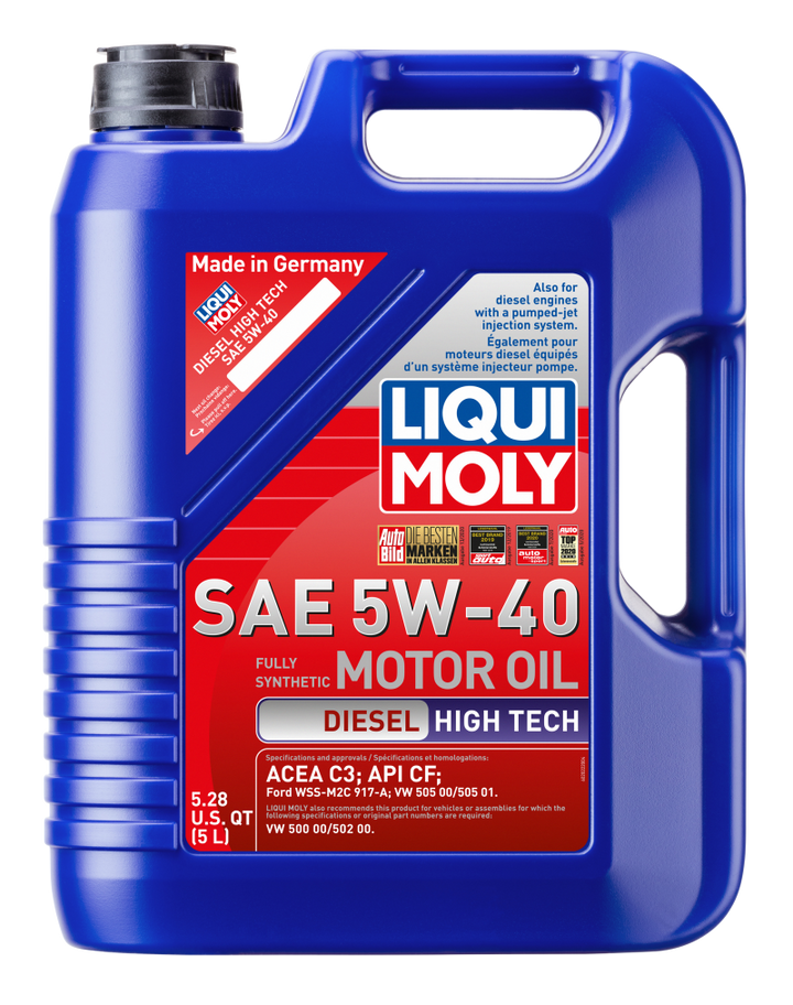 LIQUI MOLY 5L Diesel High Tech Motor Oil 5W40 - Bull Strap