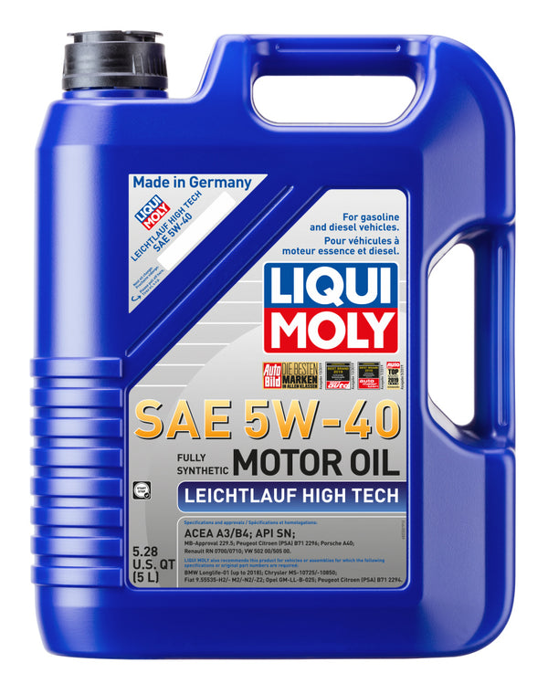 LIQUI MOLY 5L Leichtlauf (Low Friction) High Tech Motor Oil SAE 5W40 - Bull Strap