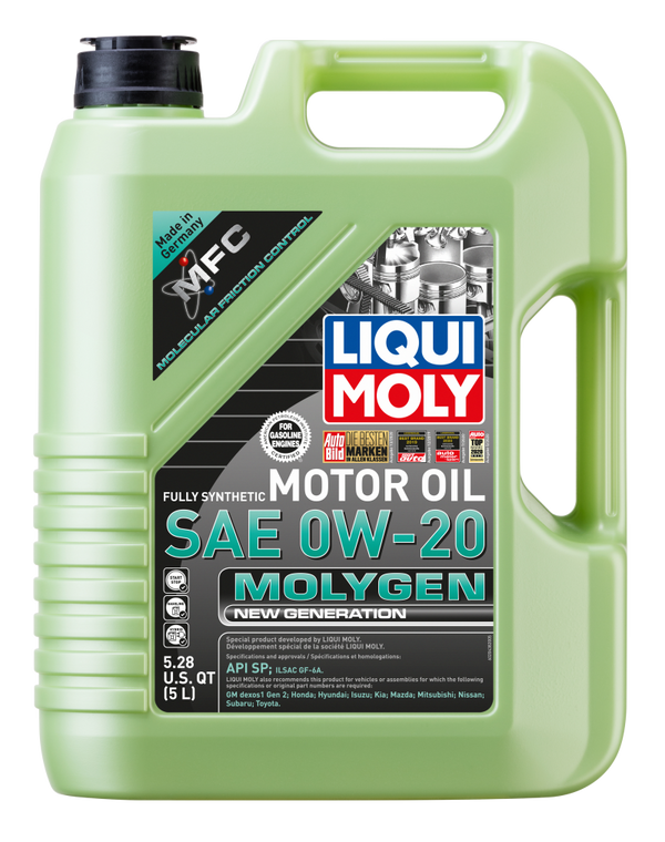 LIQUI MOLY 5L Molygen New Generation Motor Oil SAE 0W20 - Bull Strap