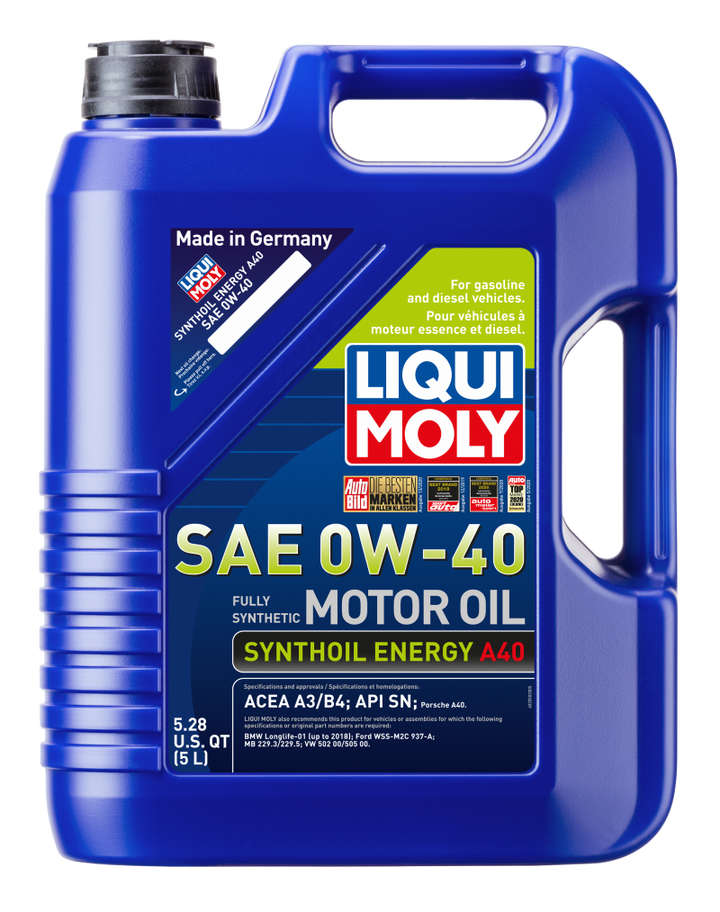 LIQUI MOLY 5L Synthoil Energy A40 Motor Oil SAE 0W40 - Bull Strap