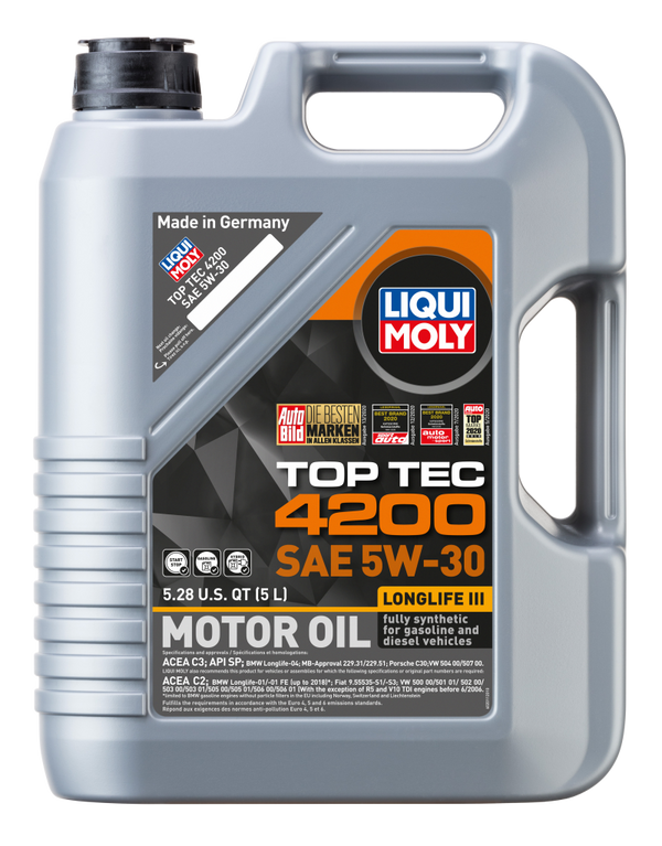 LIQUI MOLY 5L Top Tec 4200 New Generation Motor Oil SAE 5W30 - Bull Strap