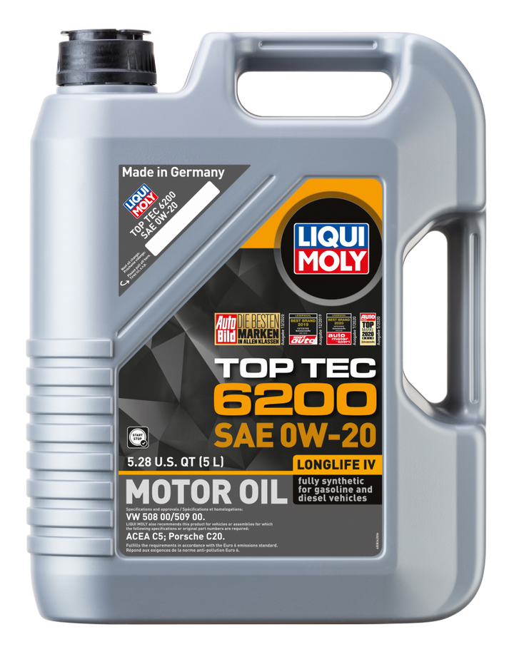 LIQUI MOLY 5L Top Tec 6200 Motor Oil SAE 0W20 - Bull Strap