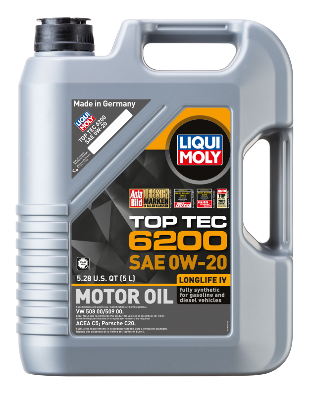LIQUI MOLY 5L Top Tec 6200 Motor Oil SAE 0W20 - Bull Strap