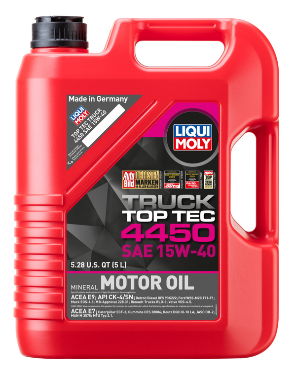 LIQUI MOLY 5L Top Tec Truck 4450 Motor Oil SAE 15W40 - Bull Strap