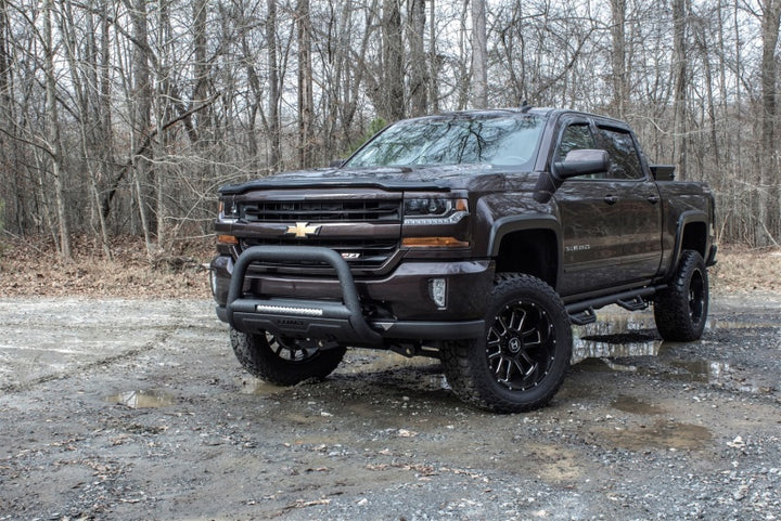 Lund 07-17 Chevy Silverado 1500 Bull Bar w/Light & Wiring - Black - Bull Strap