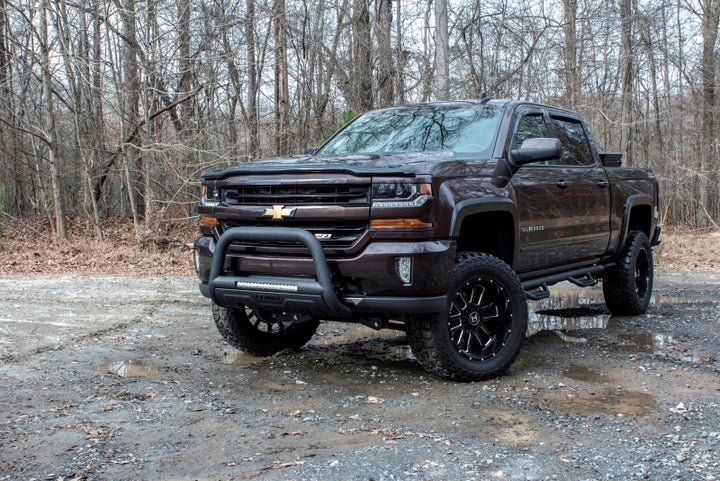 Lund 07-17 Chevy Silverado 1500 Bull Bar w/Light & Wiring - Black - Bull Strap