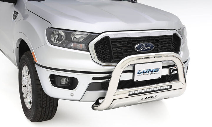 Lund 07-17 Chevy Silverado 1500 Bull Bar w/Light & Wiring - Polished - Bull Strap
