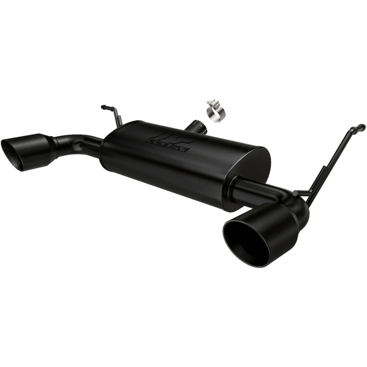 MagnaFlow 07-17 Jeep Wrangler JK 3.8/3.6L Dual Split Rear Exit Black Axle-Back Exhaust - Bull Strap
