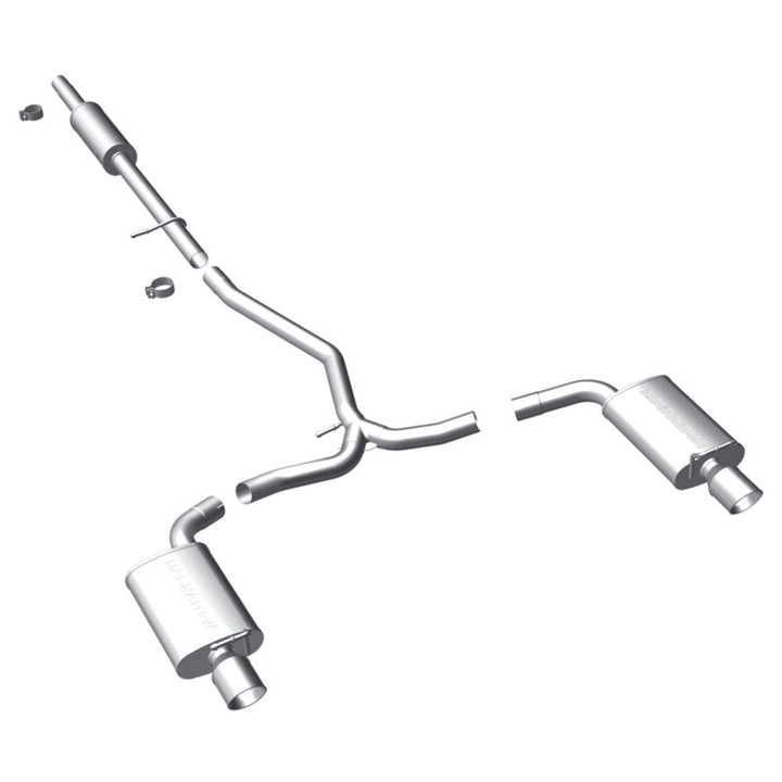 MagnaFlow 11-13 Ford Explorer V6 3.5L SS Catback Exhaust Dual Split Rear Exit w/ 3.5in SS Tips - Bull Strap
