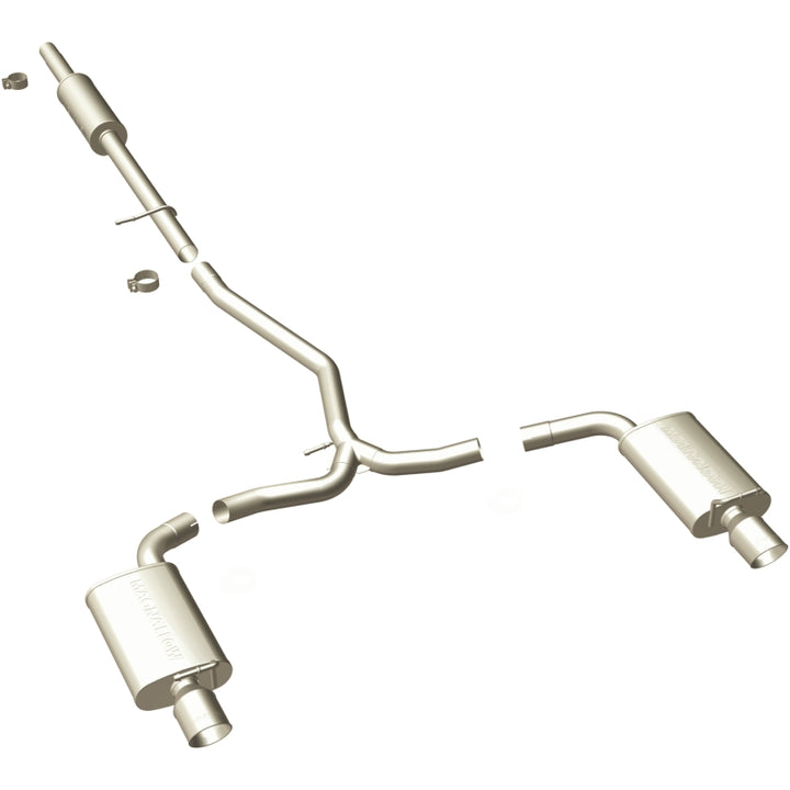 MagnaFlow 11-13 Ford Explorer V6 3.5L SS Catback Exhaust Dual Split Rear Exit w/ 3.5in SS Tips - Bull Strap