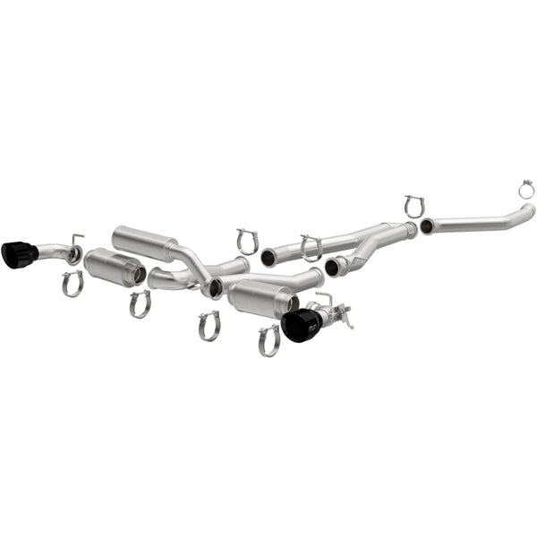 MagnaFlow 2020+ Toyota Supra SPEQ Series Cat-Back Performance Exhaust System w/ Black Chrome Tips - Bull Strap