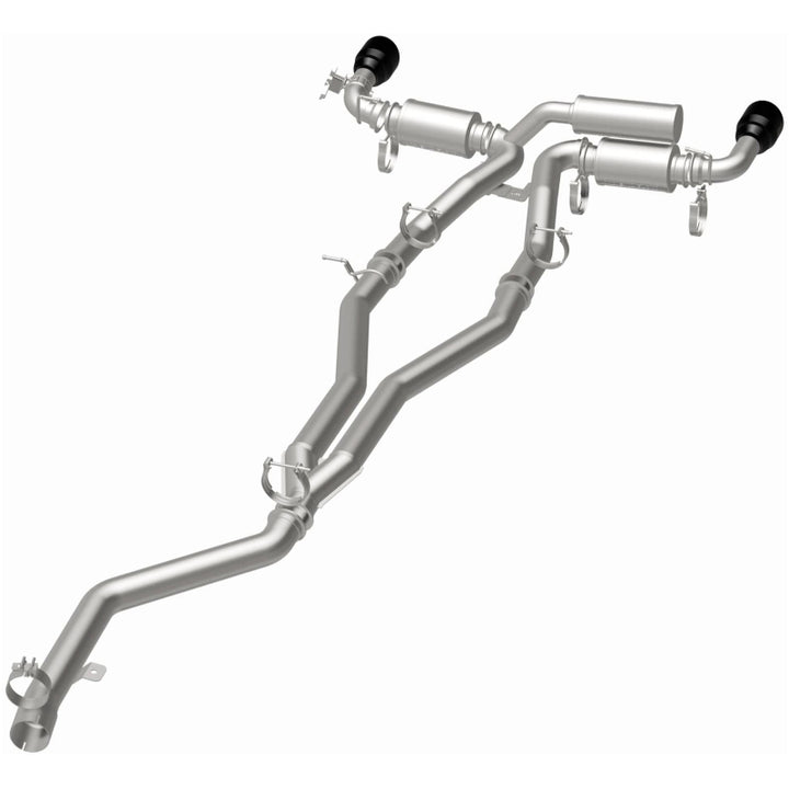 MagnaFlow 2020+ Toyota Supra SPEQ Series Cat-Back Performance Exhaust System w/ Black Chrome Tips - Bull Strap