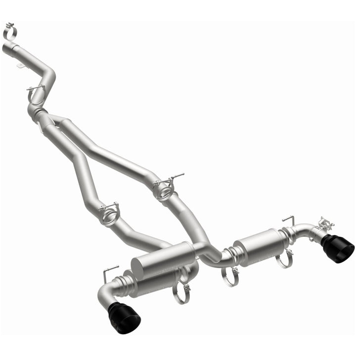 MagnaFlow 2020+ Toyota Supra SPEQ Series Cat-Back Performance Exhaust System w/ Black Chrome Tips - Bull Strap