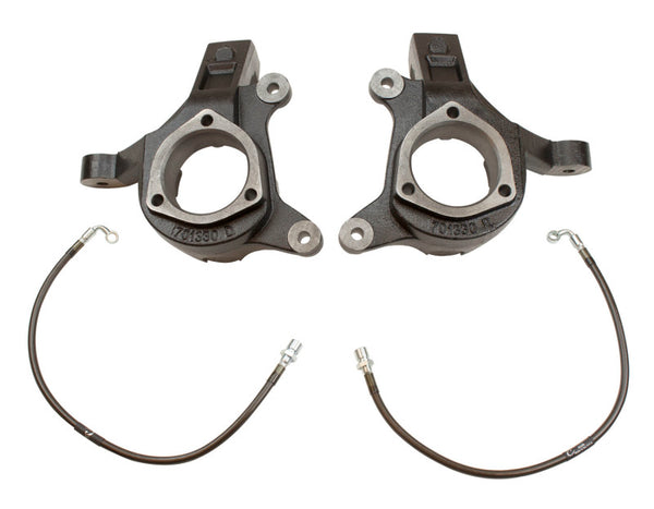 MaxTrac 07-16 GM C1500 2WD 3in Front Lift Spindles w/Extended DOT Compliant Brake Lines - Bull Strap